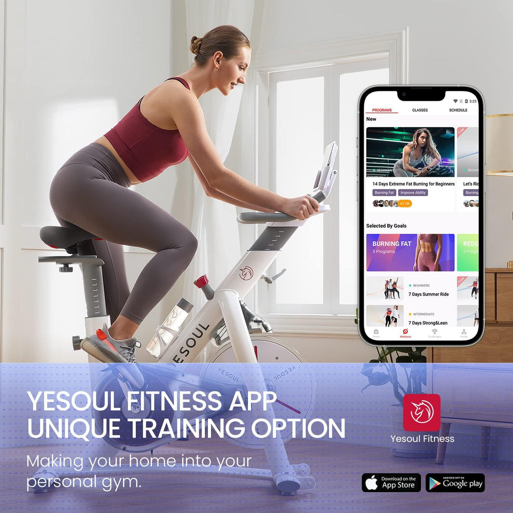 Yesoul Black Exercise Bike for Home, Low Noise Indoor Cycling Bike for Home Gym Electric Stationary Bike with Tablet Mount & Comfortable Seat Cushion for Women Apartment Workout Bike for Fitness
