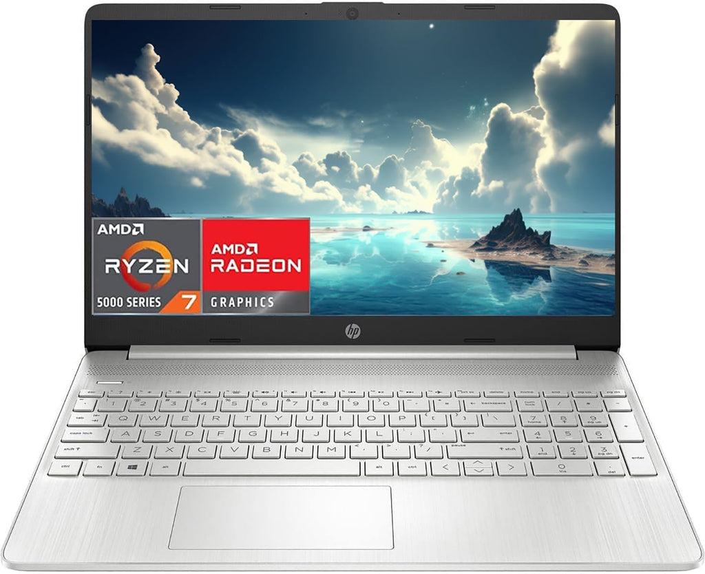 HP 2023 15.6' Laptop, AMD Ryzen 7 5700U (Beats i7-1265U), 16GB RAM, 1TB SSD, HD Micro-Edge Display, AMD Radeon Graphics, Thin & Portable, Wi-Fi 6, Bluetooth, Windows 11 Home, Natural Silver