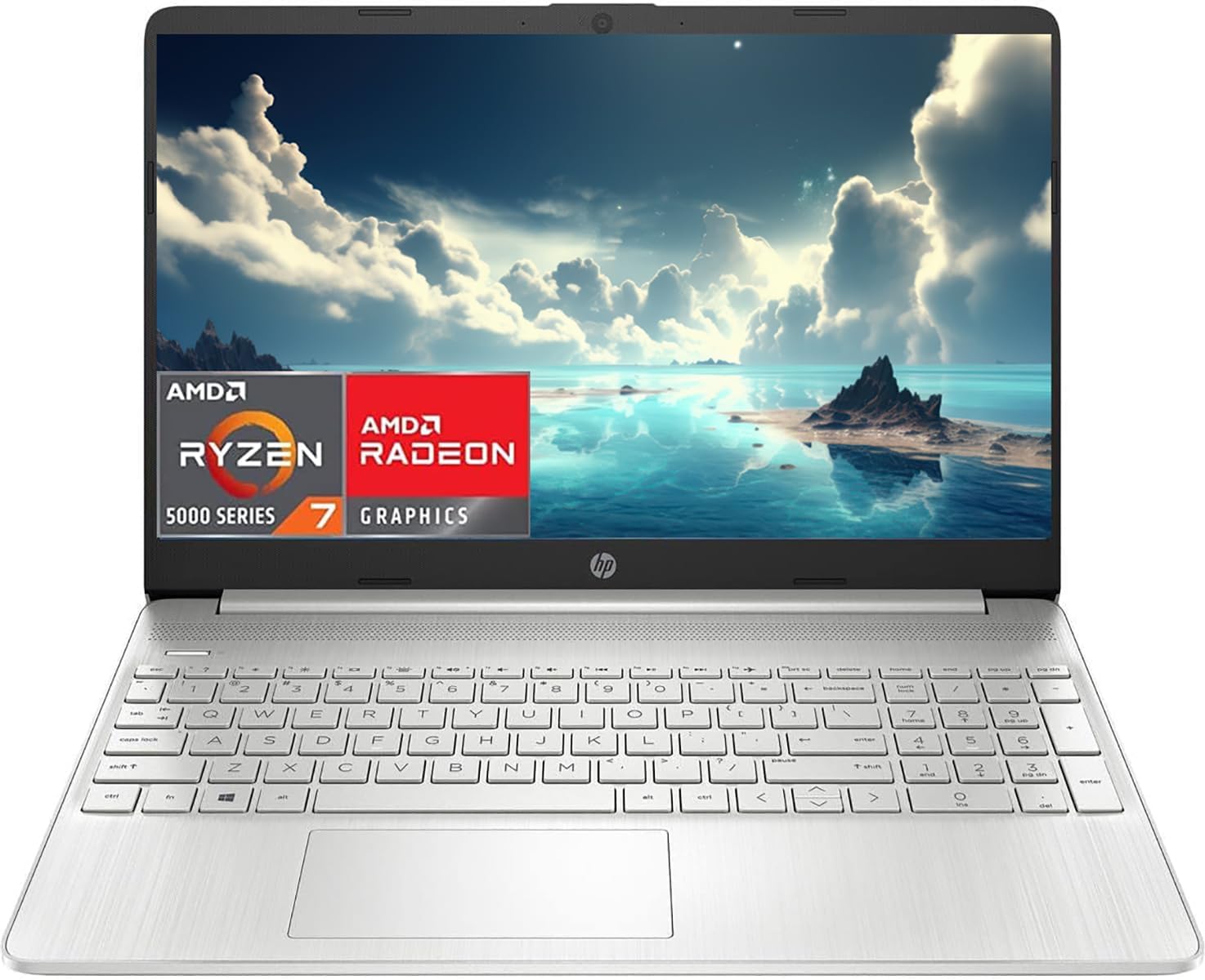 HP 2023 15.6' Laptop, AMD Ryzen 7 5700U (Beats i7-1265U), 16GB RAM, 1TB SSD, HD Micro-Edge Display, AMD Radeon Graphics, Thin & Portable, Wi-Fi 6, Bluetooth, Windows 11 Home, Natural Silver