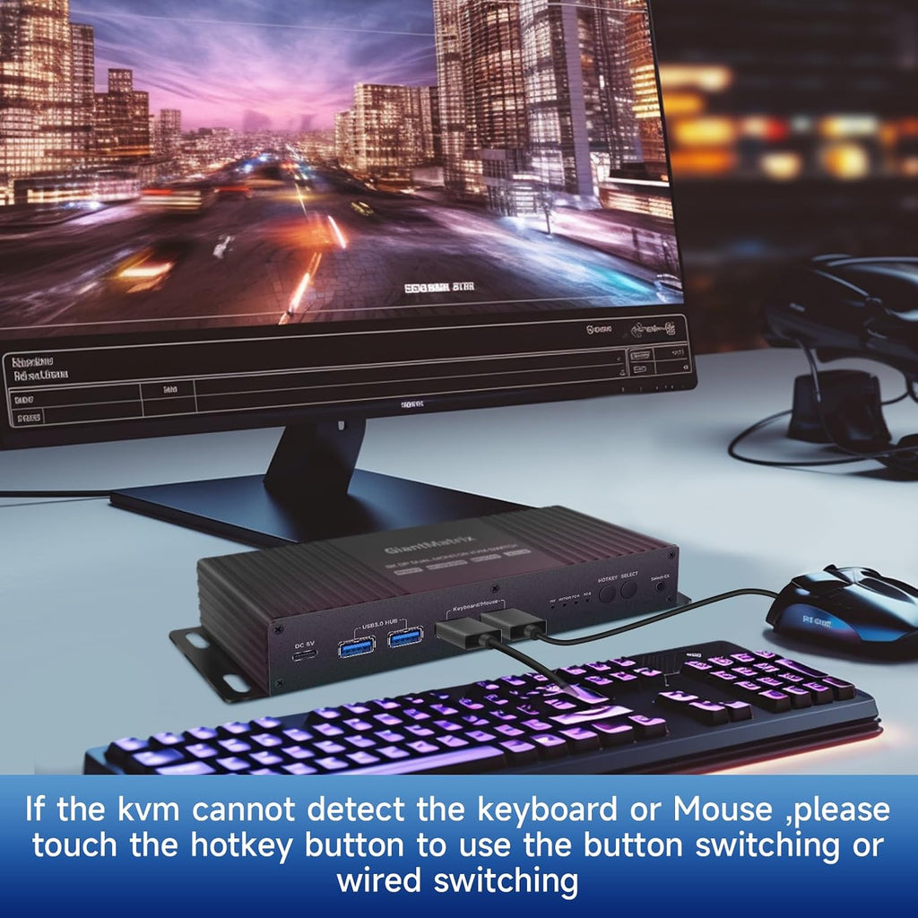 kvm Switch 2 Monitors 2 Computers Display Port 4k 240hz Hotkey Switching Dual Monitor Kvm switches displayport 1440P 120hz 144hz 165hz 240hz 2 Computer 2 Monitor Hotkey FreeSync G-SYNC