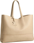 Italian Leather Tote Bag for Women - Large Shoulder Shopper, Fits 16' Laptop, Keychain Holder, Made in Italy