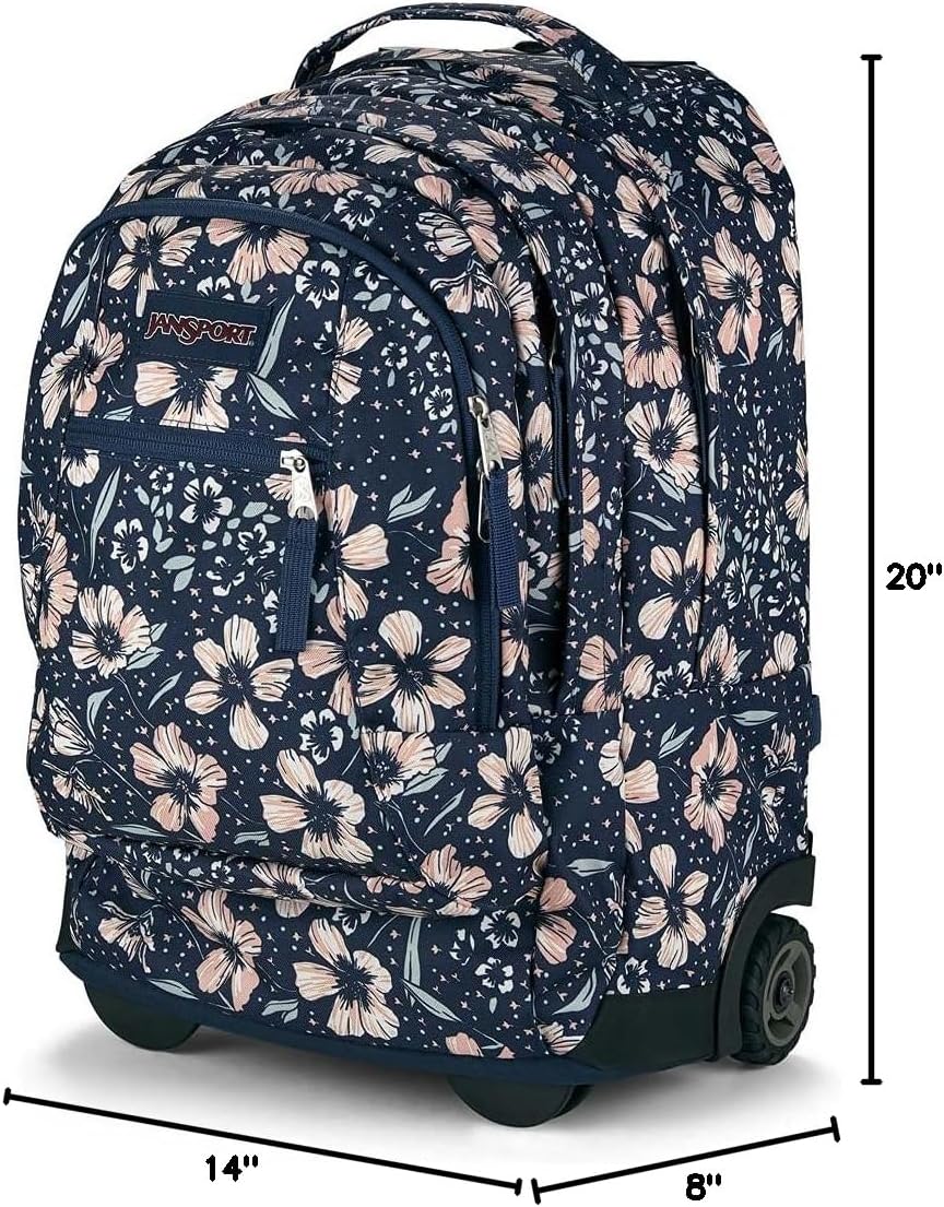 JanSport Driver 8 Rolling Backpack - Wheeled Travel Bag with 15-Inch Laptop Sleeve, One Size, Fields Of Paradise