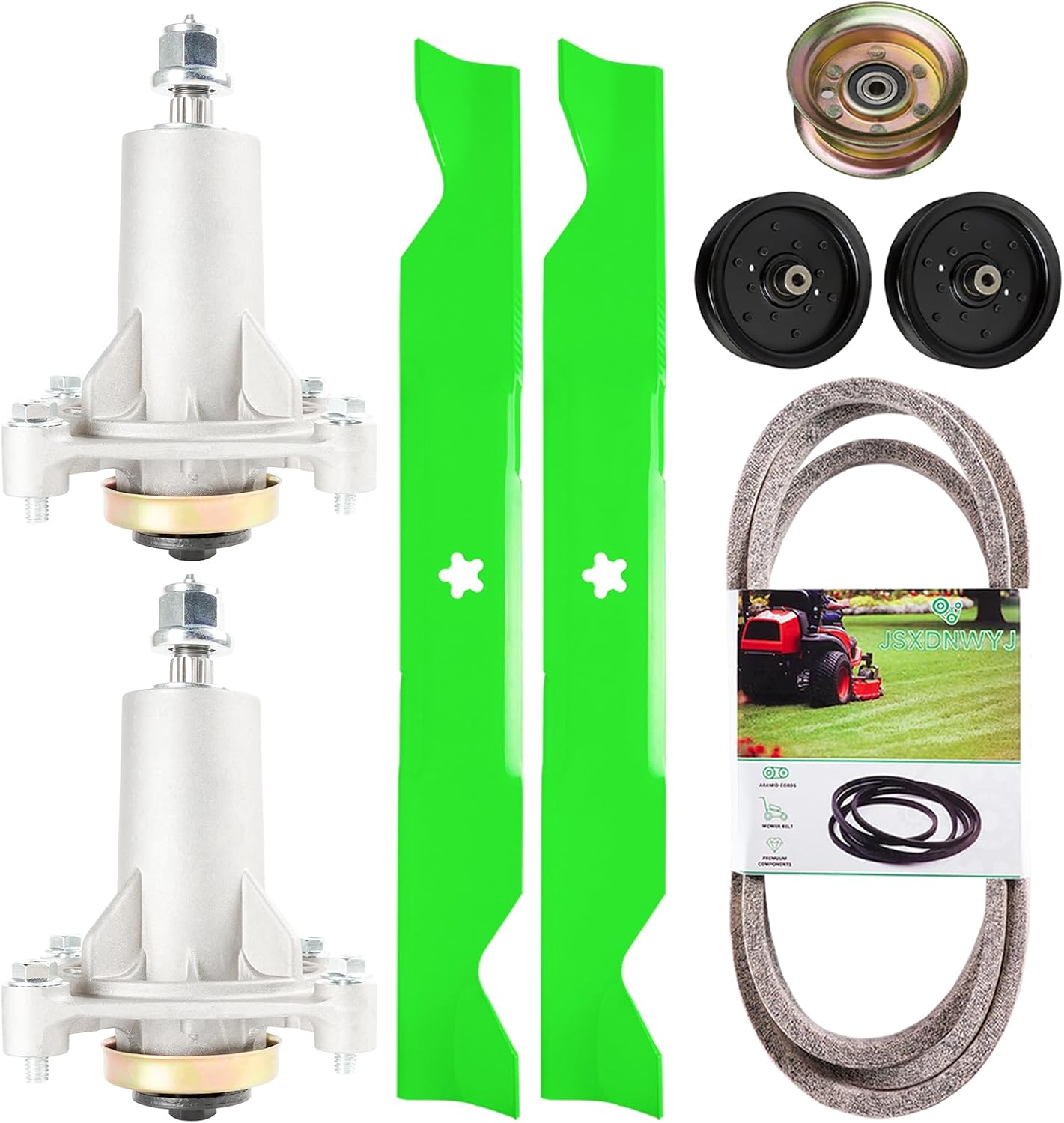 46 Inch Mower Deck Rebuild Kit - Fits Hu sqvarna Y2246LS Pou lan PP19H46 PP20VA46 with 46' Deck, 2 Spindles(532187292)+2 Blades(21546611/405380)+2 Idlers(196106)+1 Idler(177968)+1 Belt(405143)