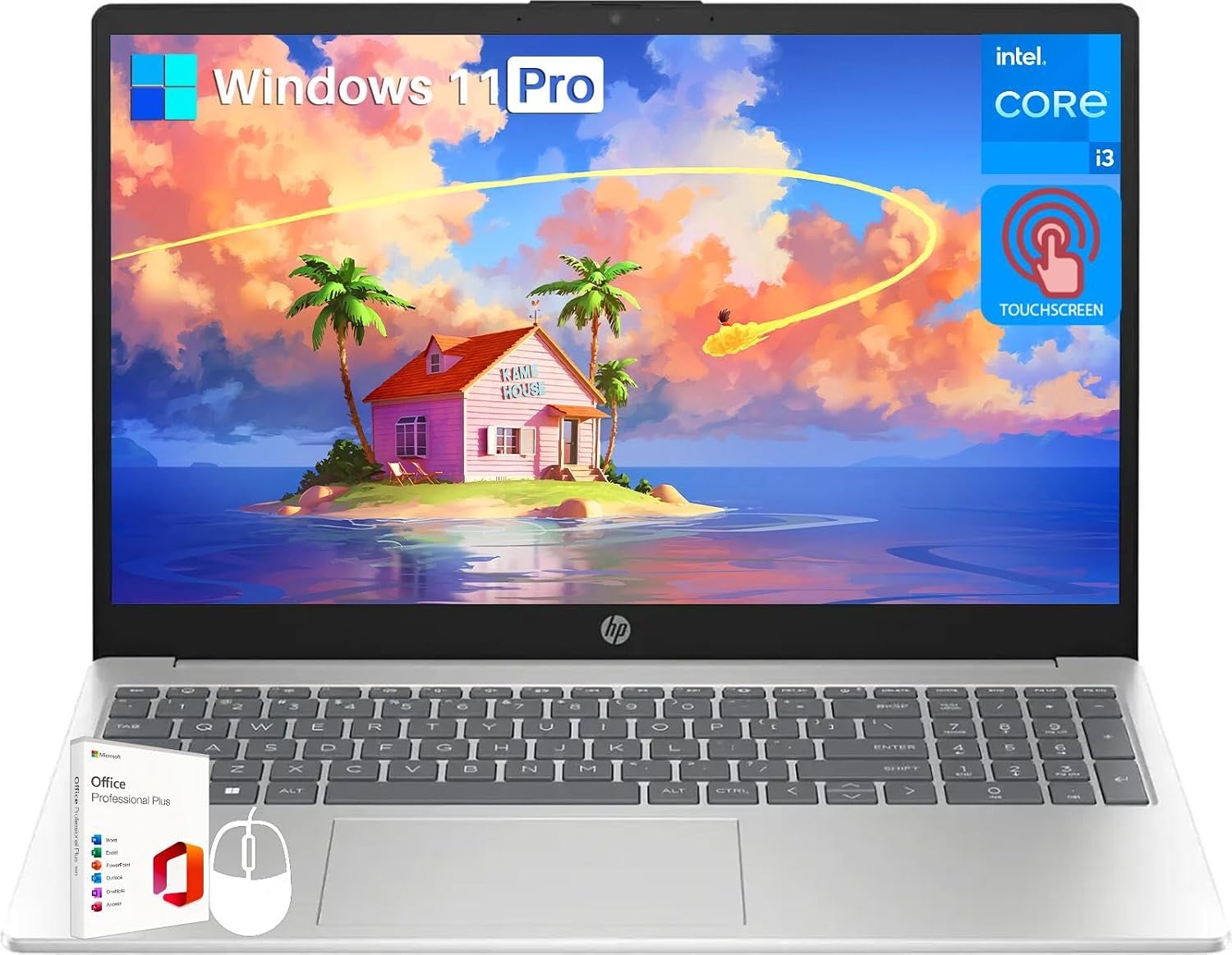 HP 15.6' Touchscreen Laptop Windows 11 Pro, Intel i3-1215U(Up to 4.4GHz), Intel UHD Graphics, 16 GB RAM, 1 TB SSD, Long Battery Life, Wi-Fi 6E, Business & Student, Office Pro Lifetime License
