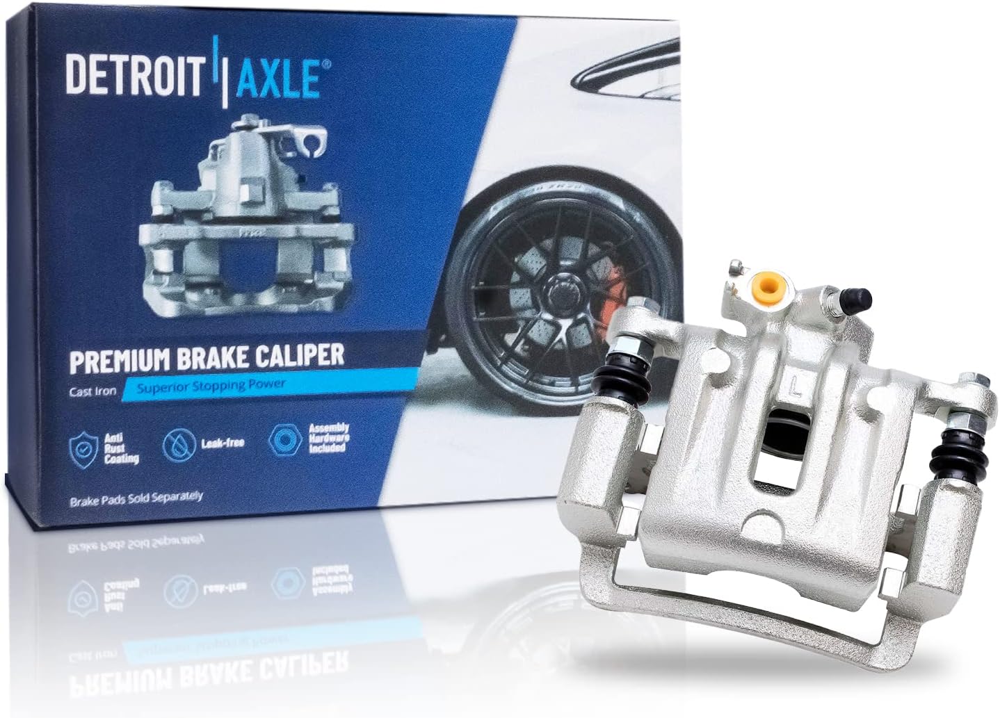 Detroit Axle - Rear Brake Kit for 2010-2017 Chevy Equinox GMC Terrain Disc Brake Rotors Left Brake Caliper Ceramic Brakes Pads 2011 2012 2013 2014 2015 2016 Replacement : 11.93' inch Rotor