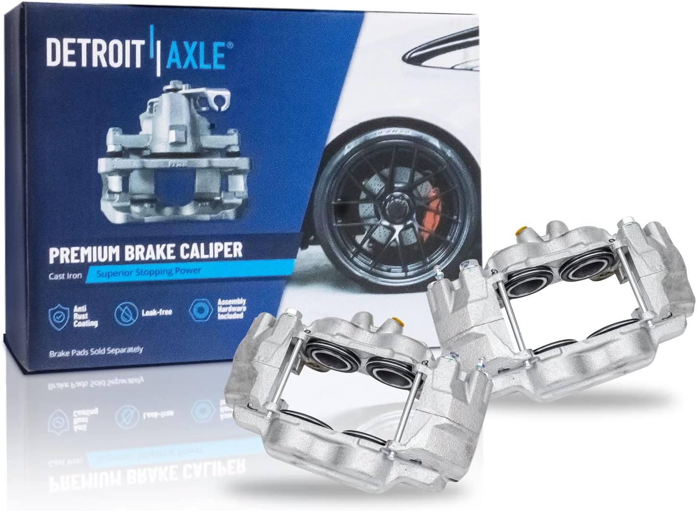 Detroit Axle - 8pc Front Brake Kit for 2005-2021 Toyota Tacoma 2003-2009 Toyota 4Runner 2007-2014 Toyota FJ Cruiser Replacement Brake Calipers Disc Brake Rotors Ceramic Brake Pads