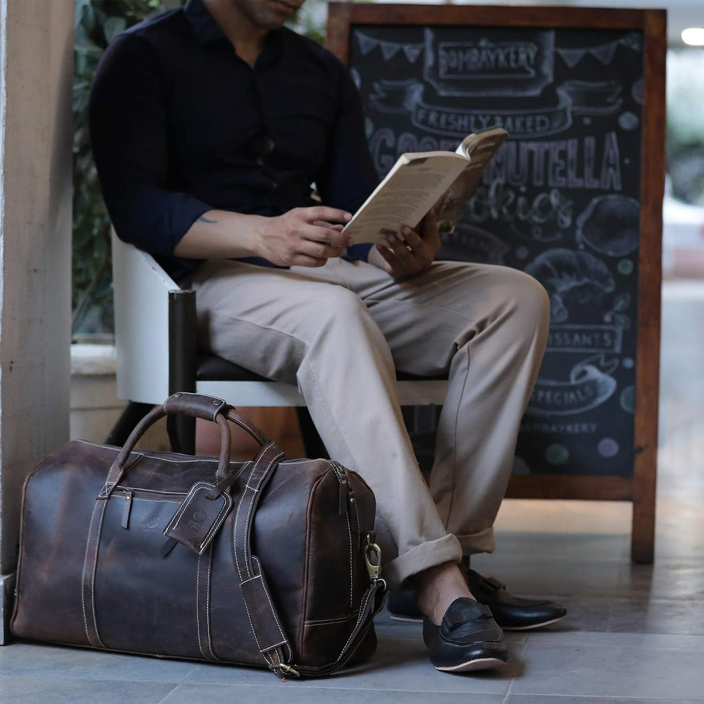 Handmade Leather Travel Duffel Bag - Airplane Underseat Carry On Bags by Rustic Town