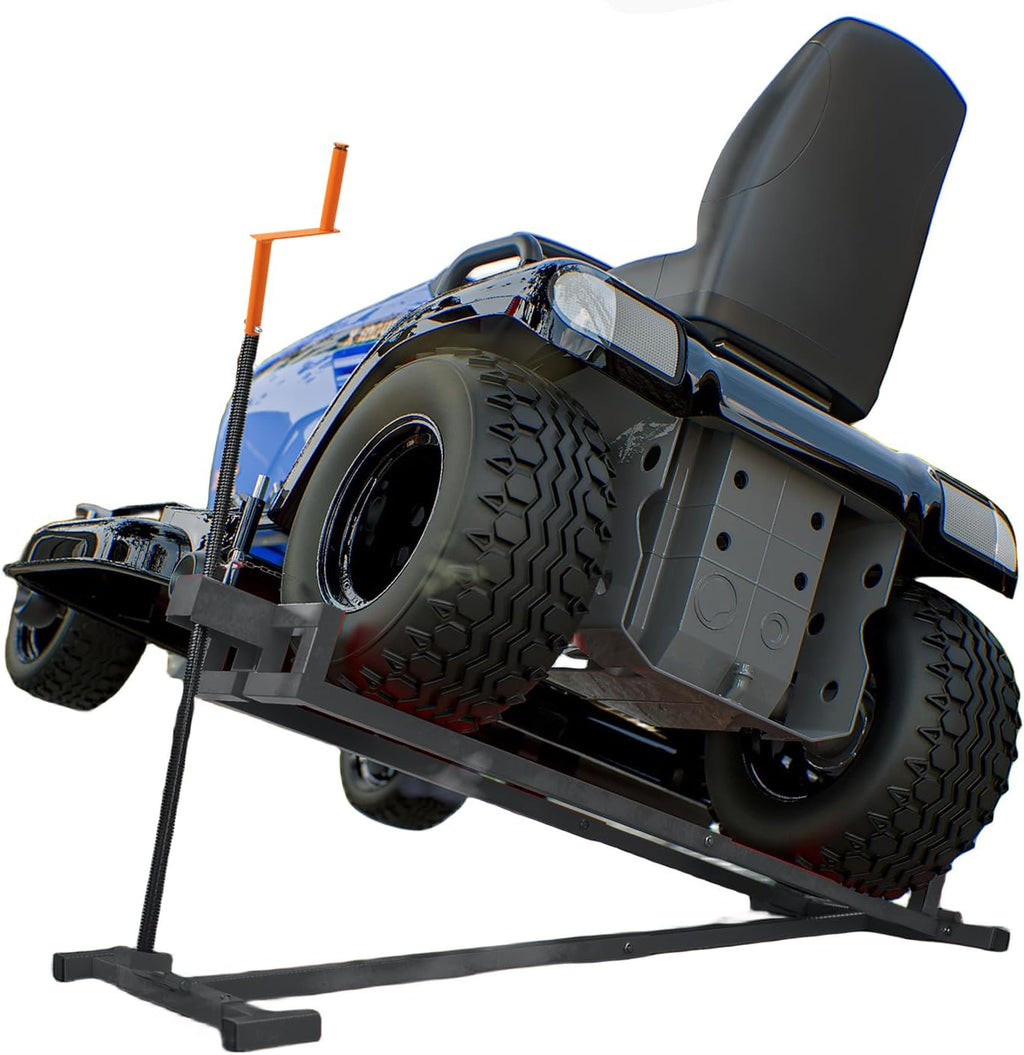 Riding Mower Jack Lawn Tractor Lift 882LBS Capacity Zero Turn Lawn Mower Ramps Lawnmower Maintenance with Manual Handle & Power Tool Extension Handle, Gray