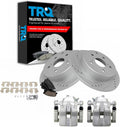 TRQ Performance Rear Brake Pad and Rotor Set Ceramic Drilled Slotted Coated Rotors Calipers Compatible with 2012-2018 Toyota RAV4
