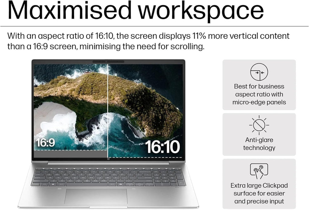 HP Pavilion 16' WUXGA (1920 x 1200) Touchscreen Laptop Computer | Intel Core 5 120U | 16GB RAM - 2TB PCIe SSD | Backlit Keyboard | Wi-Fi 6 | HDMI 2.1 | Numeric Keypad | Windows 11 Pro