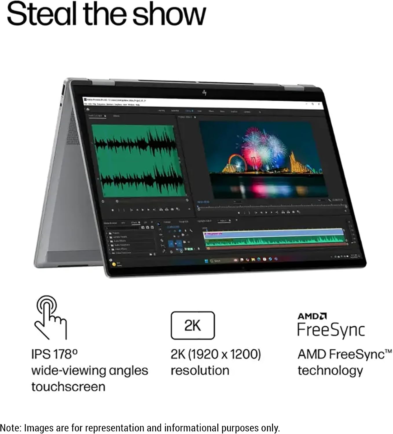 HP OmniBook X Flip 2-in-1 Copilot+ Laptop, AMD Ryzen AI 7-350, 24 GB LPDDR5x RAM, 4 TB PCIe SSD, 16' 2K (1920x1200) Touchscreen, AMD Radeon 860M, Backlit Keyboard, W11 Pro, Meteor Silver