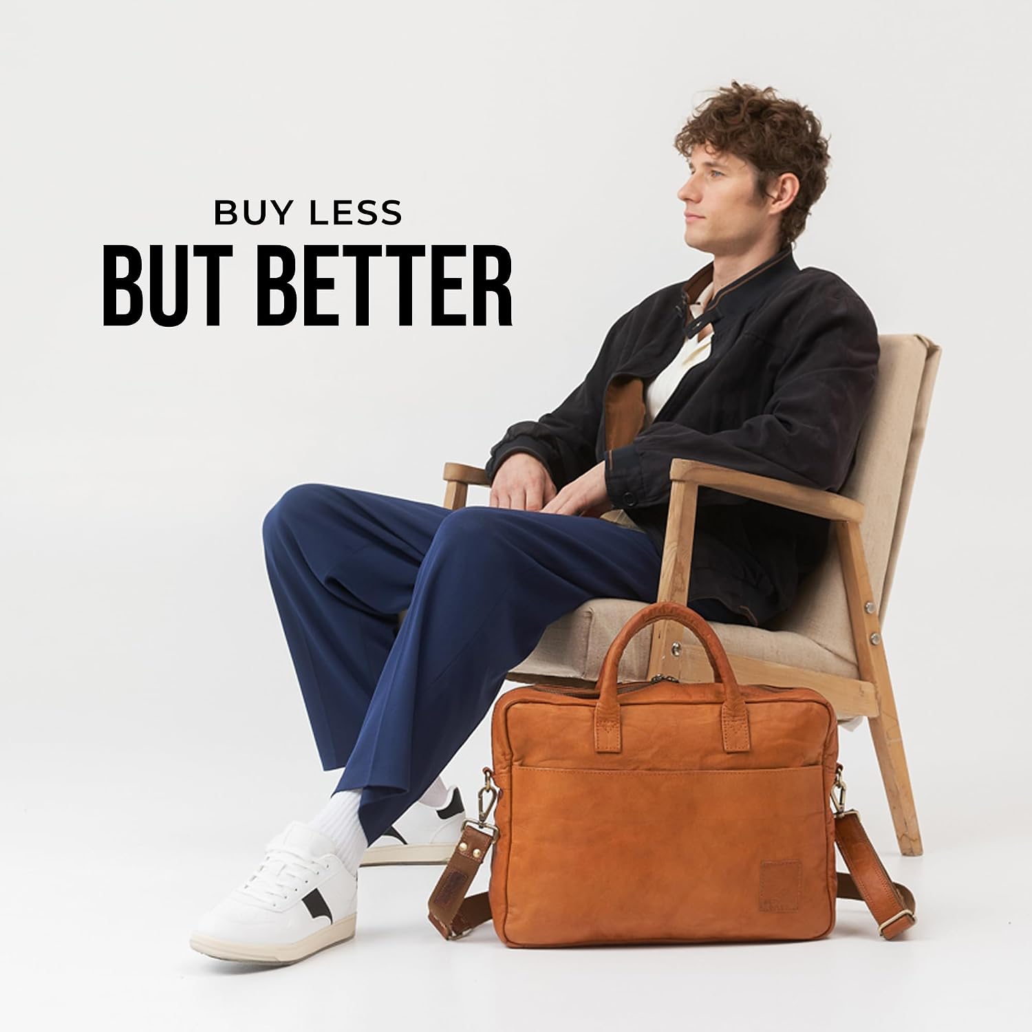 BERLINER BAGS Vintage Genuine Leather Laptop Bag Madrid, Work Bag, Briefcase for Men and Women - Brown