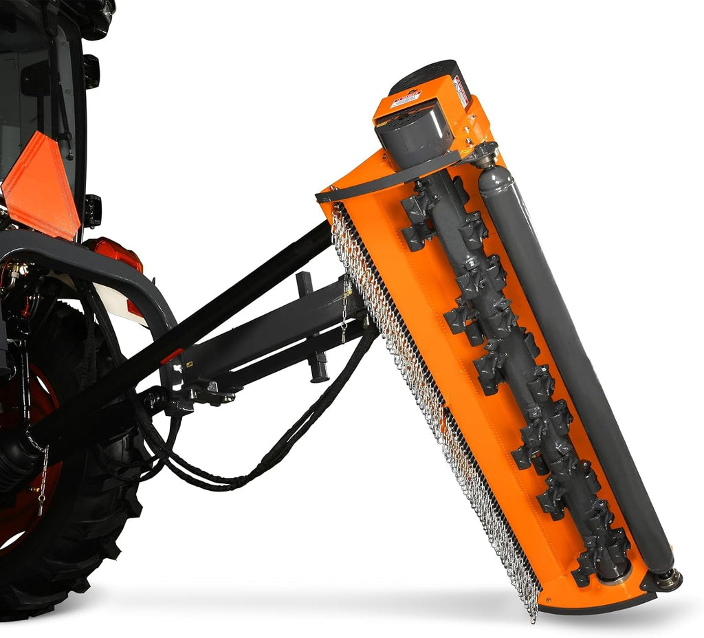 MechMaxx 65' Inch PTO Drive 3 Point Hitch Offset Flail Ditch Bank Mower for 30-60HP CAT 1 Tractor, 85'' Offset Distance,60°/90° Rotation Angle, 28 Hammers, Model VAM65