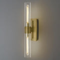 Brass Bathroom Vanity Light, 2-Light Bathroom Wall Sconce Over Mirror, 22.8' Gold Vanity Light for Bathroom, Dimmable Vanity Sconce with Glass Tube, Bathroom Linear Sconce Vertical & Horizontal, 1 PC