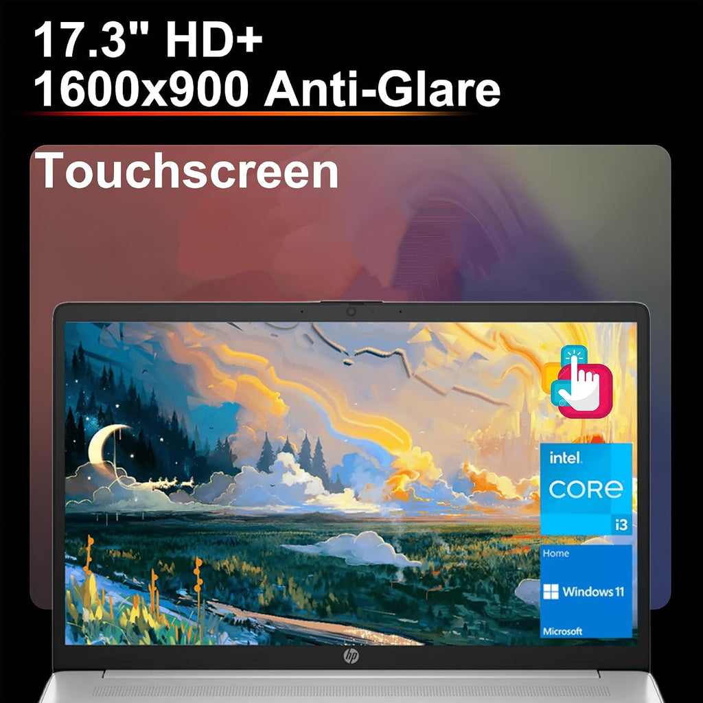 HP 17 Business Laptop 17.3' HD+ Touchscreen AMD 6-core Ryzen 5 7430U (Beats i7-1255U) 16GB RAM 2TB SSD Type-C Fast Charge Long-Lasting Battery Win11 ICP Hub