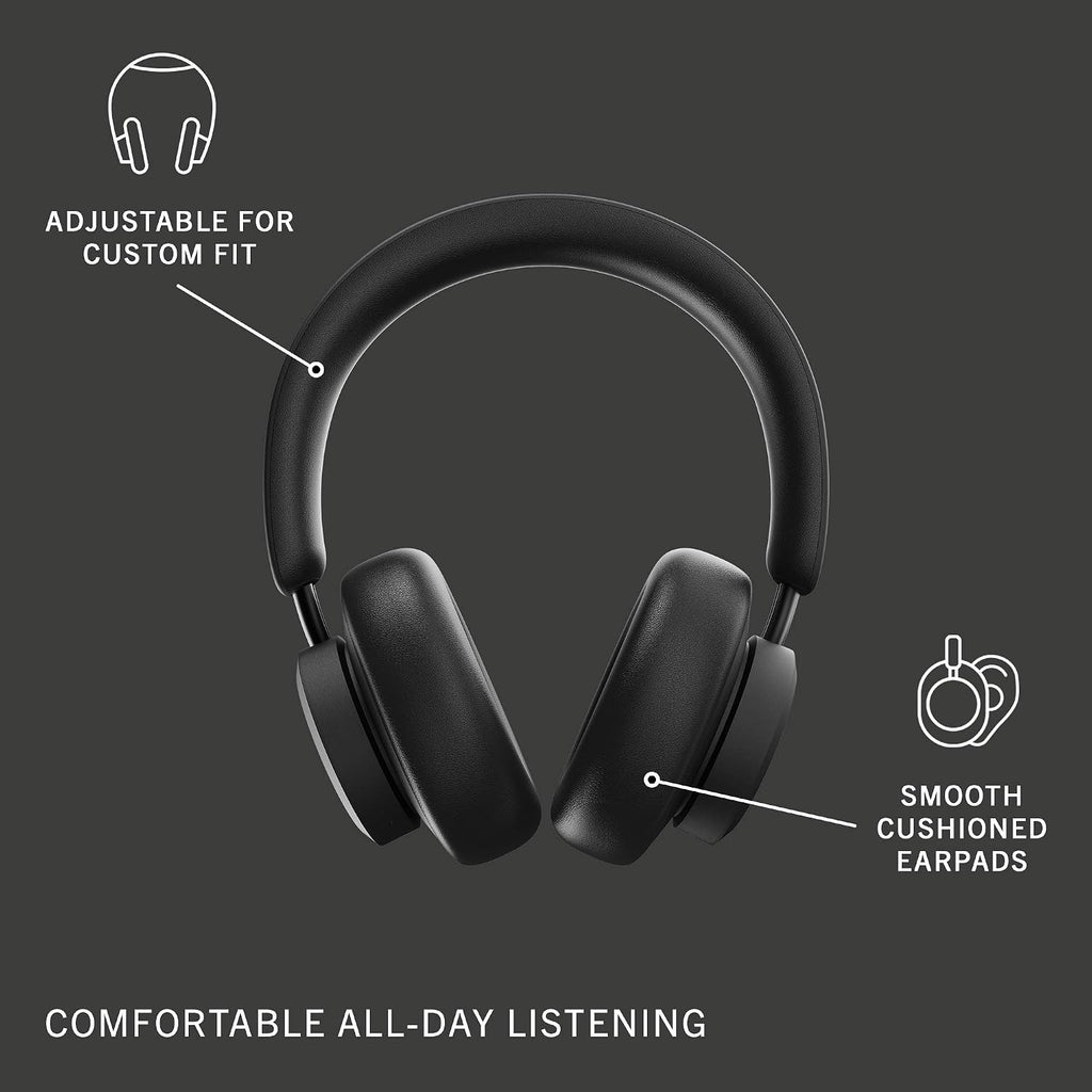 Urbanista Wireless Over Ear Bluetooth Headphones, 50 Hours Play Time, Active Noise Cancelling Wireless Headset with Microphone, On Ear Detection with Carry Case, Miami, Midnight Black
