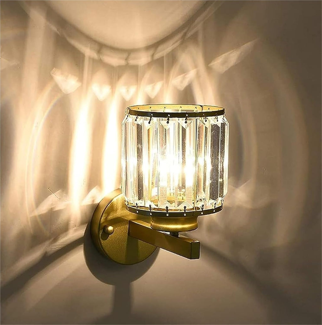 Modern Crystal Wall Sconce Gold Vanity Light Fixture Luxury Bathroom Wall Lighting with Clear K9 Crystals Indoor Wall Lamp for Bedroom Living Room Hallway Wall Lamps & Sconces Hardwired