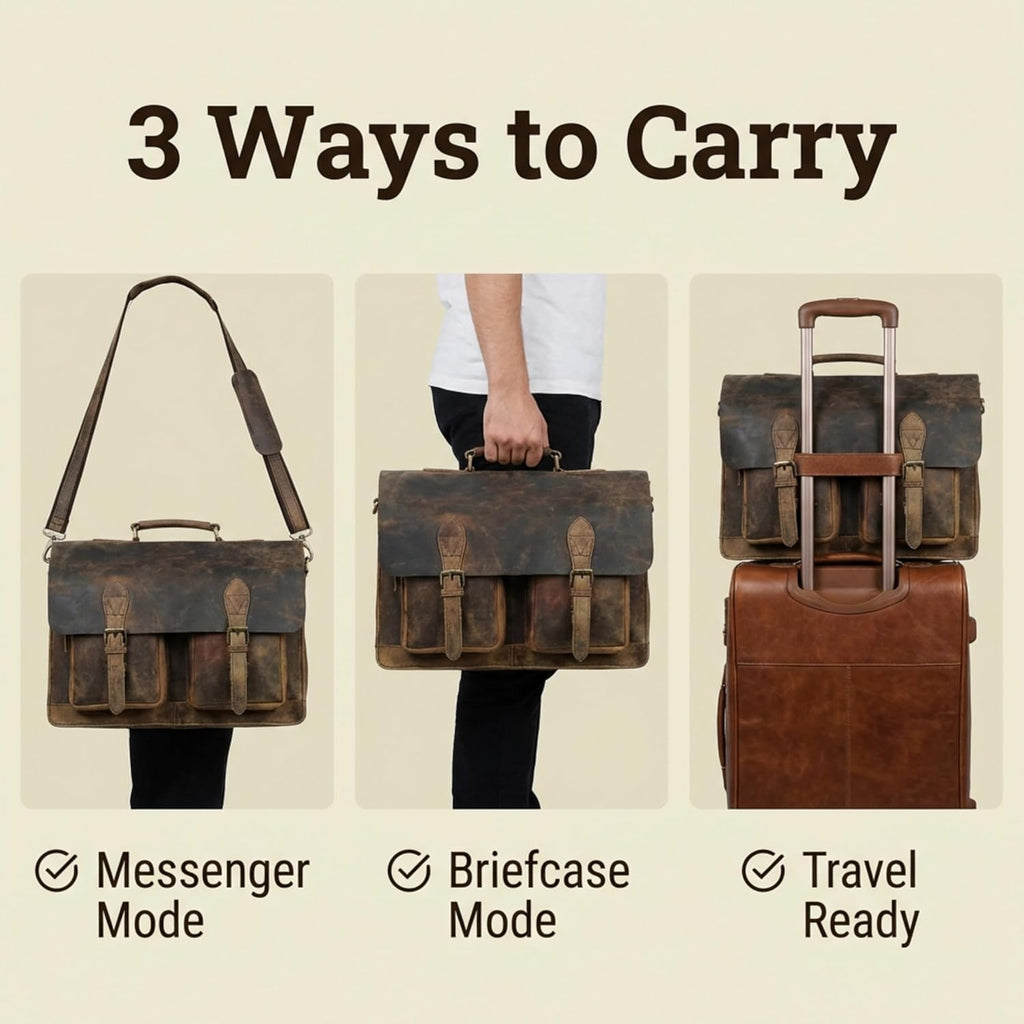 cuero Retro Brown Laptop Messenger Bag Office Briefcase Crossbody Travel Bag For Men And Women Bag Office Laptop Bag