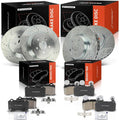 A-Premium Front and Rear Drilled and Slotted Disc Brake Rotors + Ceramic Pads Kit Compatible with Select Tesla Model - Model S 2013 2014 2015 2016, 12-PC Set
