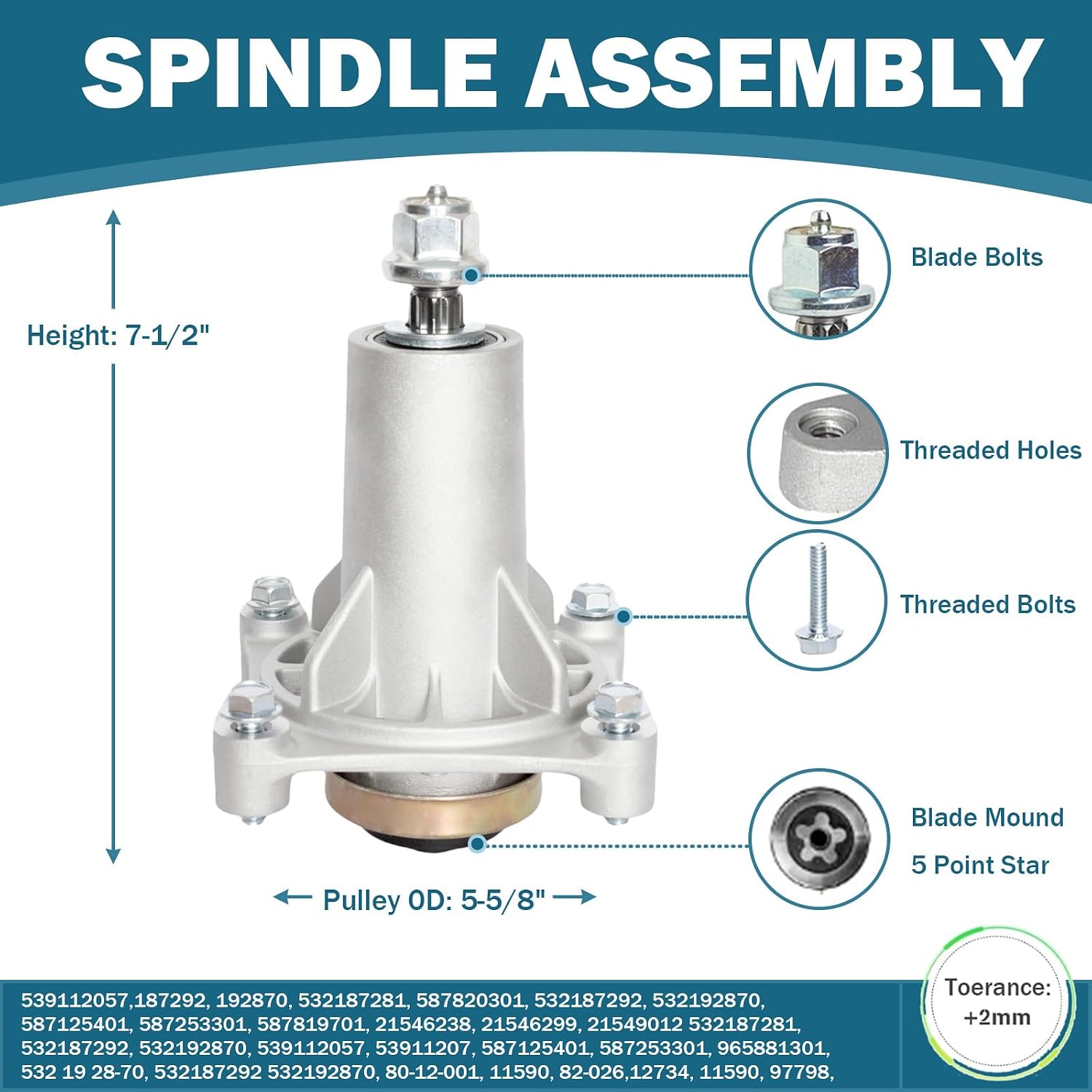 46 Inch Mower Deck Rebuild Kit for AYP Craft sman Husqvarna Pou LAN 2246LS 2346XLS YTA1946 YTA22V46 Includes 2 Spindle 187292, 2 Blade 21546611, 2 Idler 195945, 1 Be lt 21546607