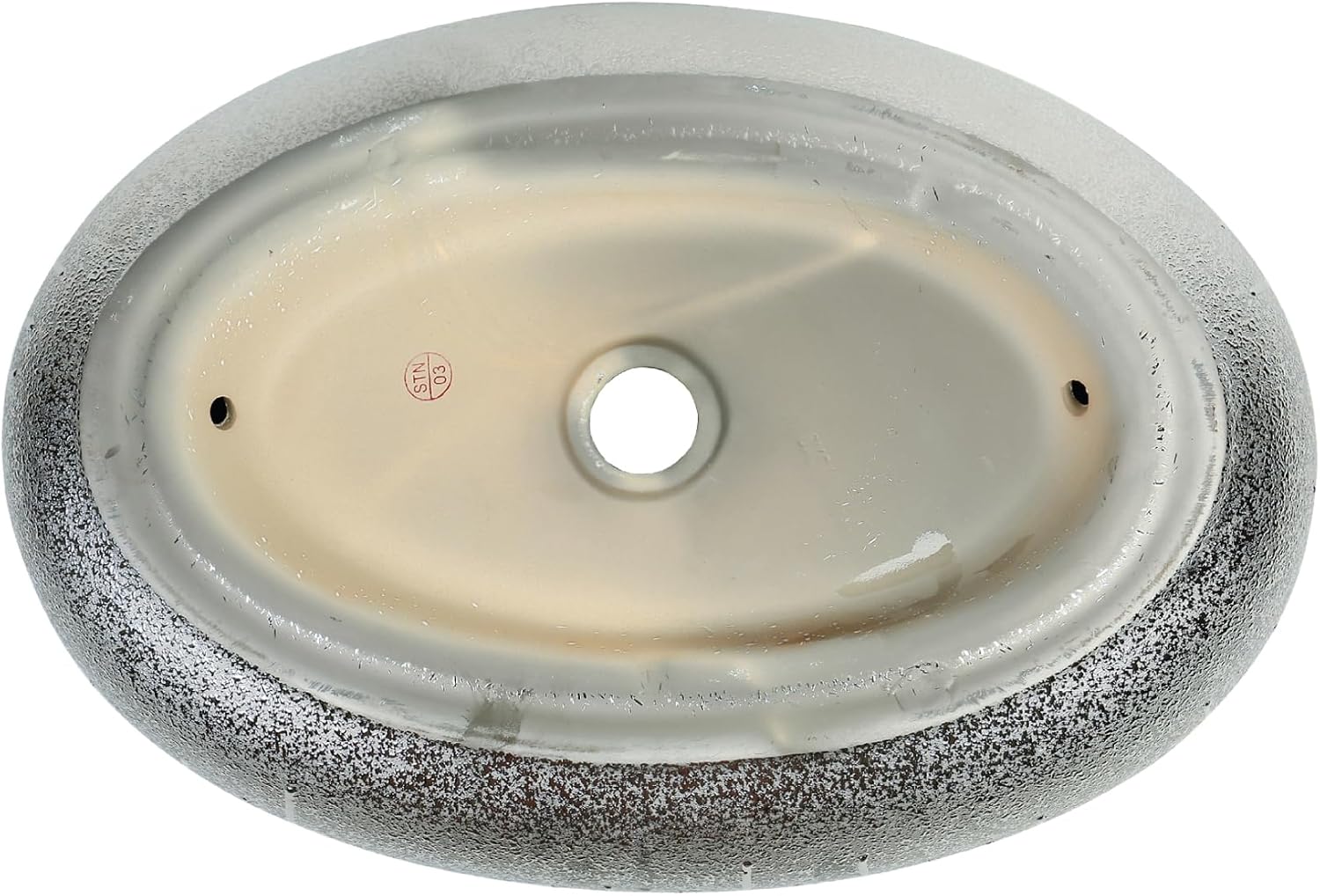 Fine Fixtures 23' x 15' Luxury Silver Vessel Bathroom Sink - Oval Ceramic Sink Bowl, Elegant Countertop Wash Basin, Perfect Sink for Vanity Top Installation