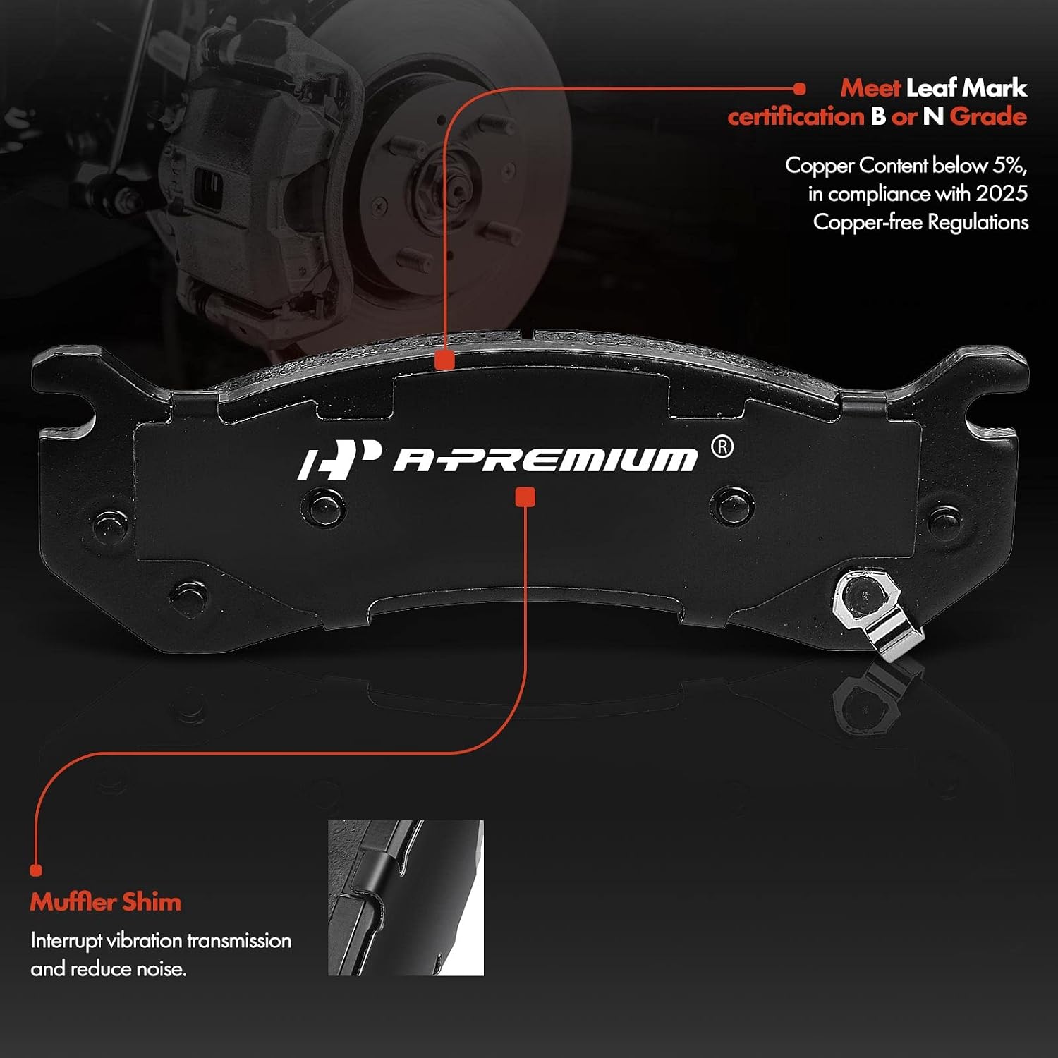 A-Premium 12.99 in (330mm) Rear Vented Disc Brake Rotors + Ceramic Pads kit Compatible with Select Chevy and GMC Models - Avalanche, Silverado 2500, 3500 HD, Suburban, Sierra 2500, Yukon XL 2500, 6-PC