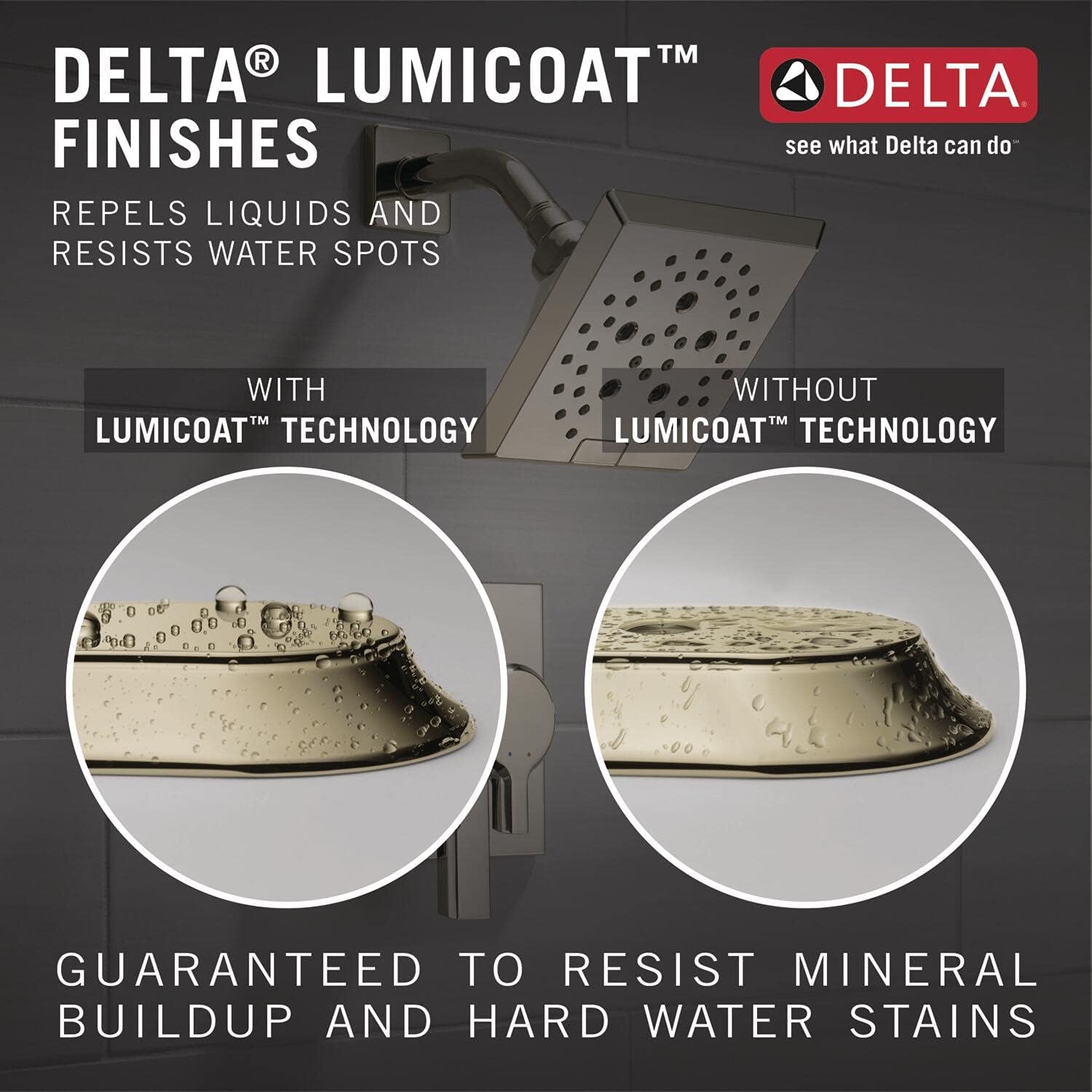 Delta 7-Setting Polished Nickel Wall-Mount Handheld Shower Head with ProClean Spray, Hand Held Shower Head with High Pressure Spray, Lumicoat Polished Nickel 59584-PN-PR-PK