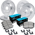 R1 Concepts Front and Rear Brake Kit Fits 2016-2021 Honda Civic| Ceramic Pads, Drilled Slotted Rotors| Hardware| 11.1' Front & 10.2' Rear