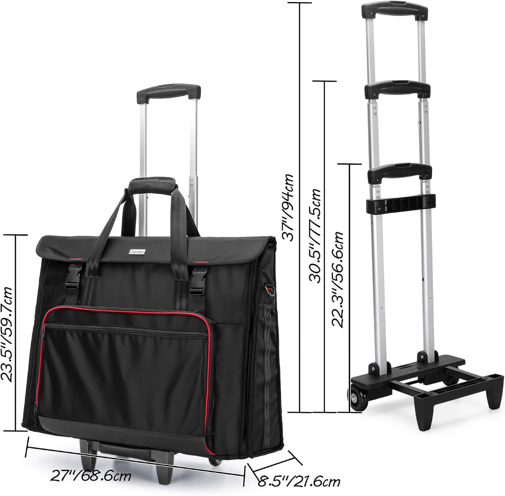 CURMIO Rolling Carrying Bag with Wheels Compatible for Apple iMac 27 inch Desktop Computer, Detachable Trolley Storage Case Compatible with iMac 27' Monitors and Accessories, Black (Patent Pending)