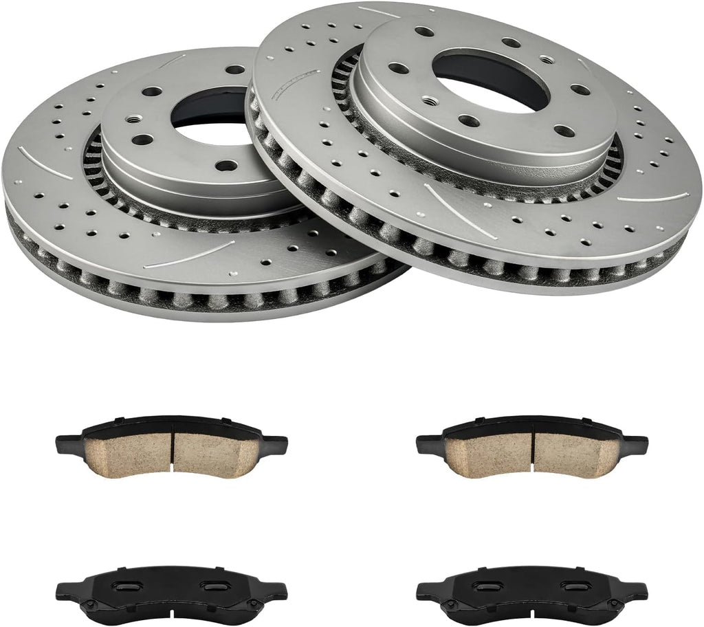 KAX Front Brake Kit for Chevrolet Trailblazer 2006-2009, GMC Envoy 2006-2009, Buick Rainier 2006-2007, Isuzu Ascender 2006-2008, 11.88inch Brake Rotors Pads Kit, #55112+D1169 Front Brakes