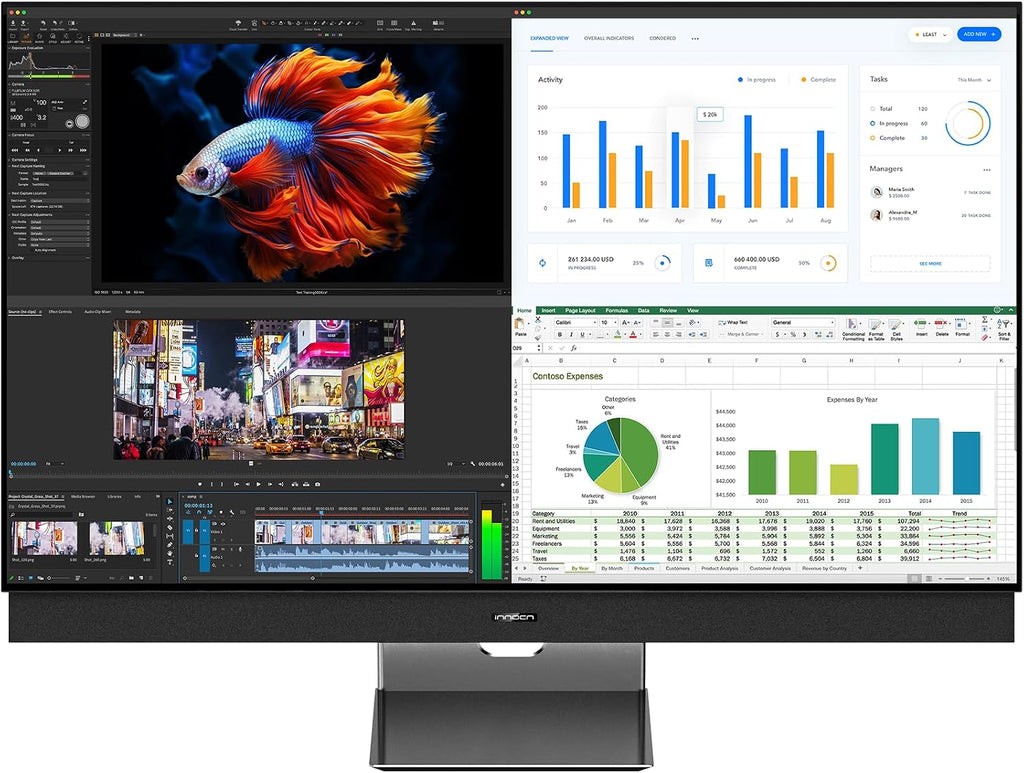 INNOCN 43 Inch Ultrawide Monitor Gaming 4K 144Hz PC Computer Desktop Larger Monitor, HDR400, FreeSync Premium, Built-in Stereo Speakers, DisplayPort, HDMI, Height Adjustable, Black