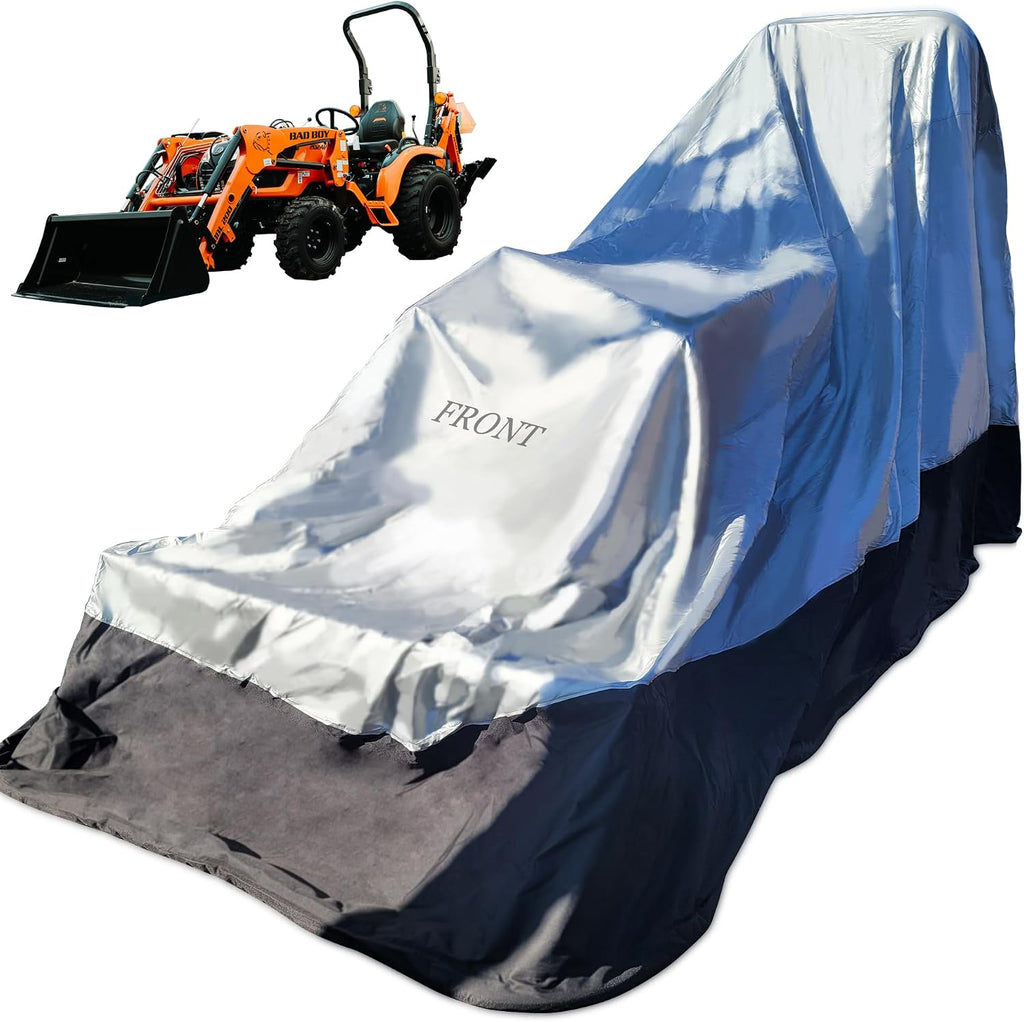 Heavy Duty Outdoor Tractor Cover with Patented Weighted Ground Conforming Apron Seal – Wind Resistant & Water Protection for Automobiles - Mid Size 189 L x 75 W x 86 H inch