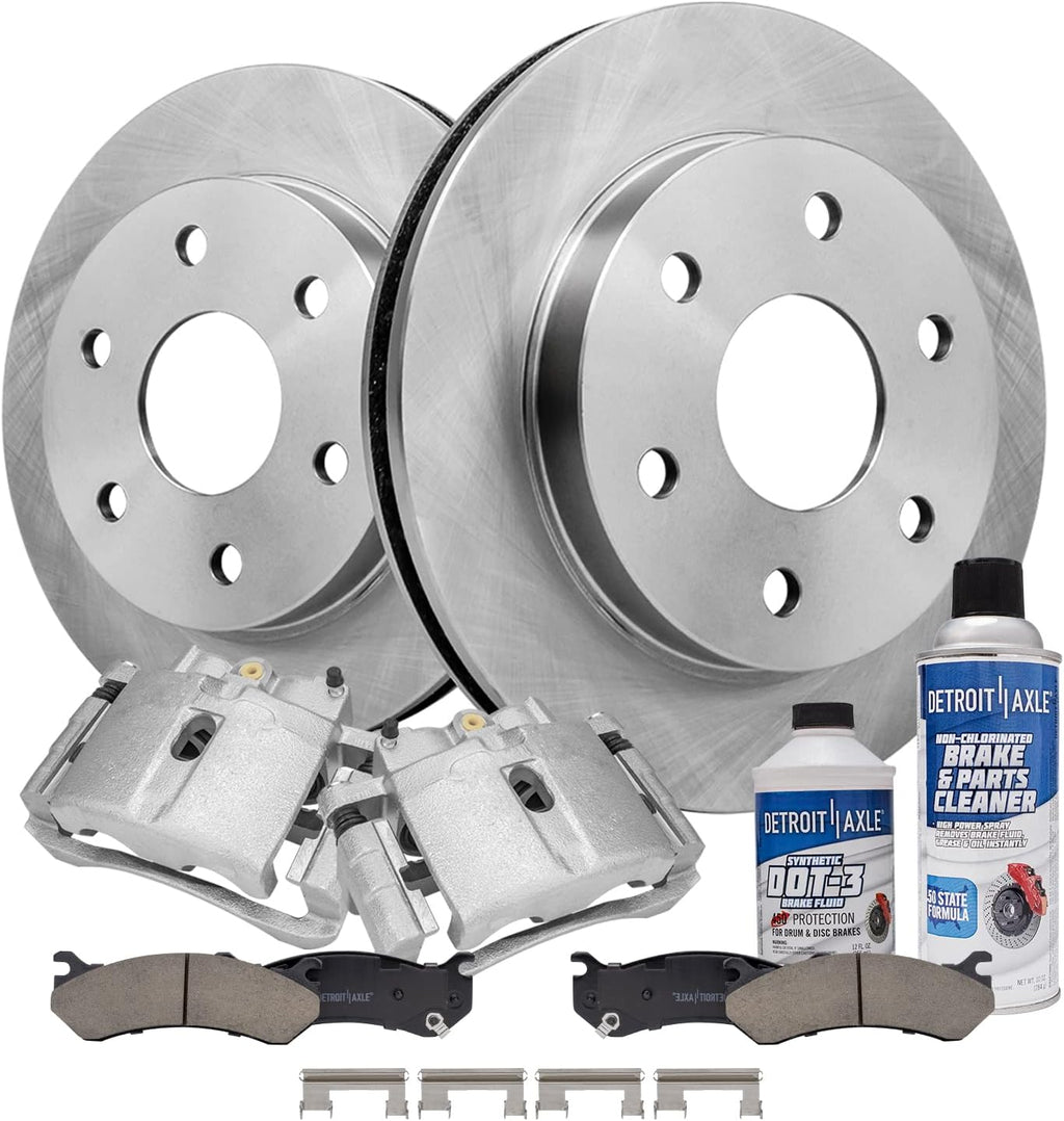 Detroit Axle - Brake Kit for Silverado Sierra Savana Express 1500 Tahoe Yukon Disc Brake Rotors Brake Calipers Ceramic Brake Pads Replacement : 12 inch Front Rotors