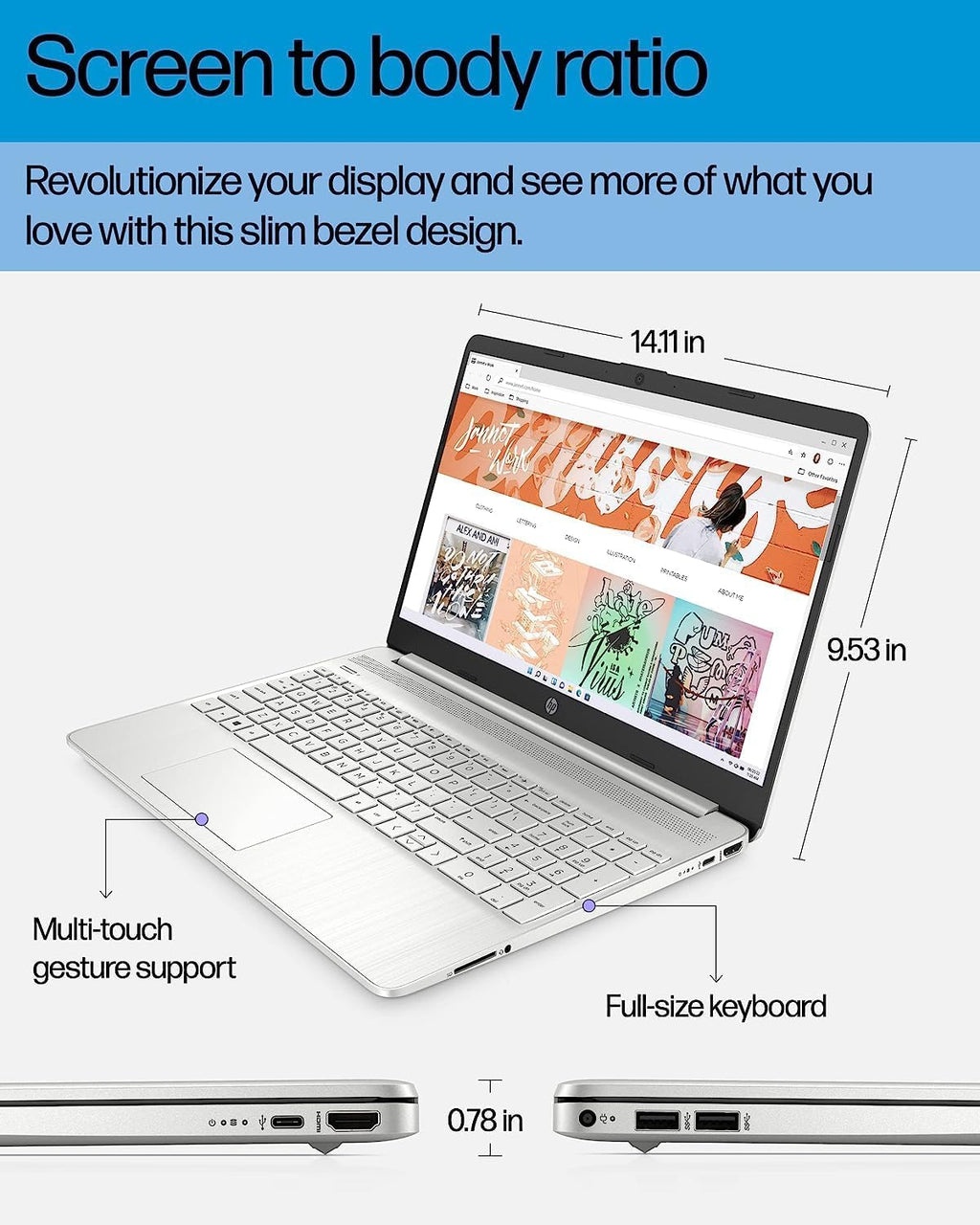 HP 2023 15.6' Laptop, AMD Ryzen 7 5700U (Beats i7-1265U), 32GB RAM, 1TB SSD, HD Micro-Edge Display, AMD Radeon Graphics, Thin & Portable, Wi-Fi 6, Bluetooth, Windows 11 Home, Natural Silver