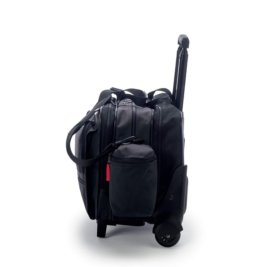 Hopkins Medical Products Rolling Med Bag with EZ-View: Waterproof, Ultimate Mobility for Healthcare Pros, 39.5' Handle, 16' x 3' x 12', Black
