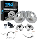 TRQ Rear Brake Pad and Rotor Set Ceramic Rotors Calipers Hoses Compatible with 2001-2002 Dodge Caravan