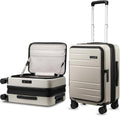 LUGGEX Carry On Luggage Top Opening, FLT Expandable Polycarbonate Hard Shell Suitcase with Wheels (FX-Lite, Beige, 20 Inch, 36L-41L)