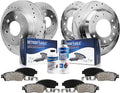 Detroit Axle - Brake Kit for 2006 Chevy Uplander Buick Terraza Saturn Relay Pontiac Montana Drilled Slotted Brake Rotors Ceramic Brakes Pads Replacement : 11.69' inch Front and 11.81' inch Rear Rotor