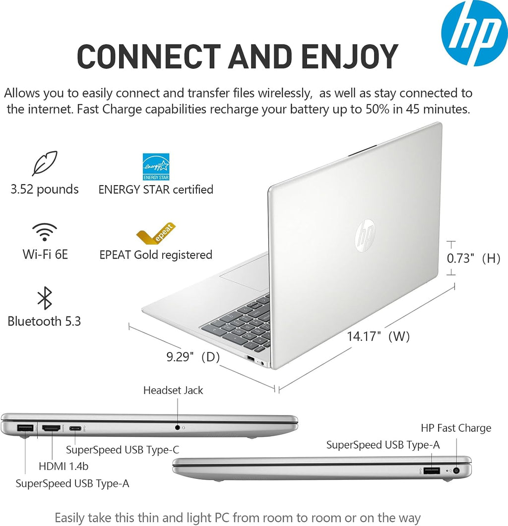 HP 15.6 Laptop Touchscreen Computer, Intel 10-Core i5, Touch Screen Laptop 15 Inch, 64GB RAM 2TB SSD, Windows 11 Pro, 10-Key Number Pad, Killer Wi-Fi 6E