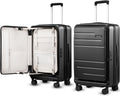 LUGGEX Checked Luggage Top Opening, FLT Expandable Polycarbonate Hard Shell Suitcase with Wheels (FX-Core, Black, 24 Inch, 63L-70L)