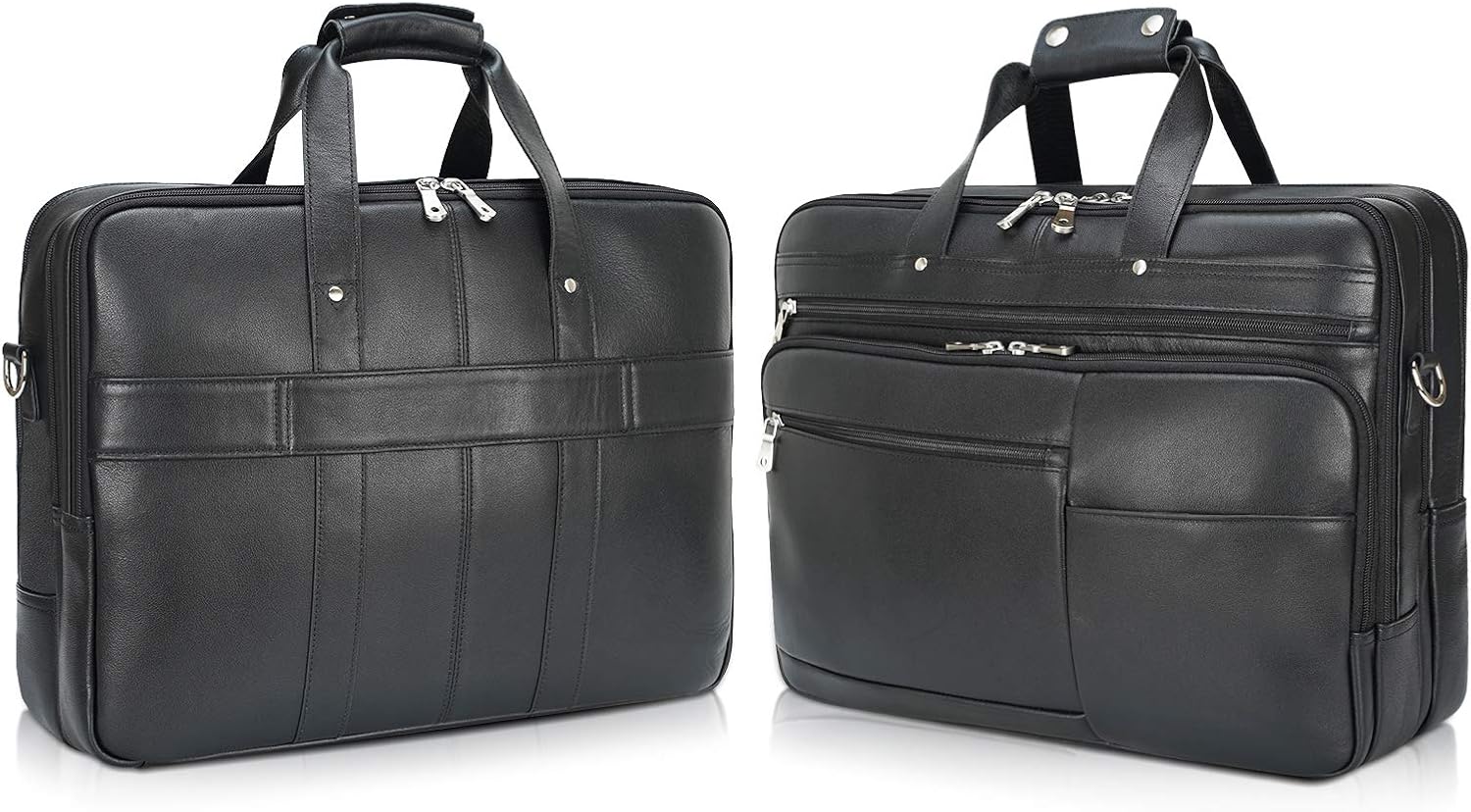 Polare X-Large 18' Full Grain Leather Briefcase For Men Business Travel Case Messenger Bag Fits 17.3' Laptop