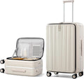 Hanke 26 Inch Large Luggage Suitcase Top Opening Aluminum Frame Travel Luggage Hard Shell Suitcases with Wheels for Woman Men.(Ivory white)
