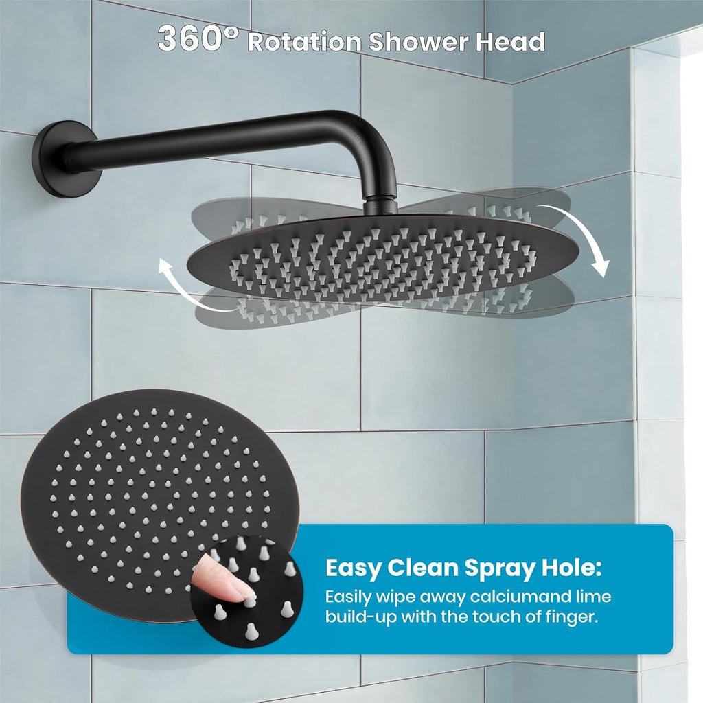 gotonovo Rain Shower System with 10 Inch Round Showerhead and Handheld High Pressure Shower Faucet Set Contain Rough in Valve, Oil Rubbed Bronze