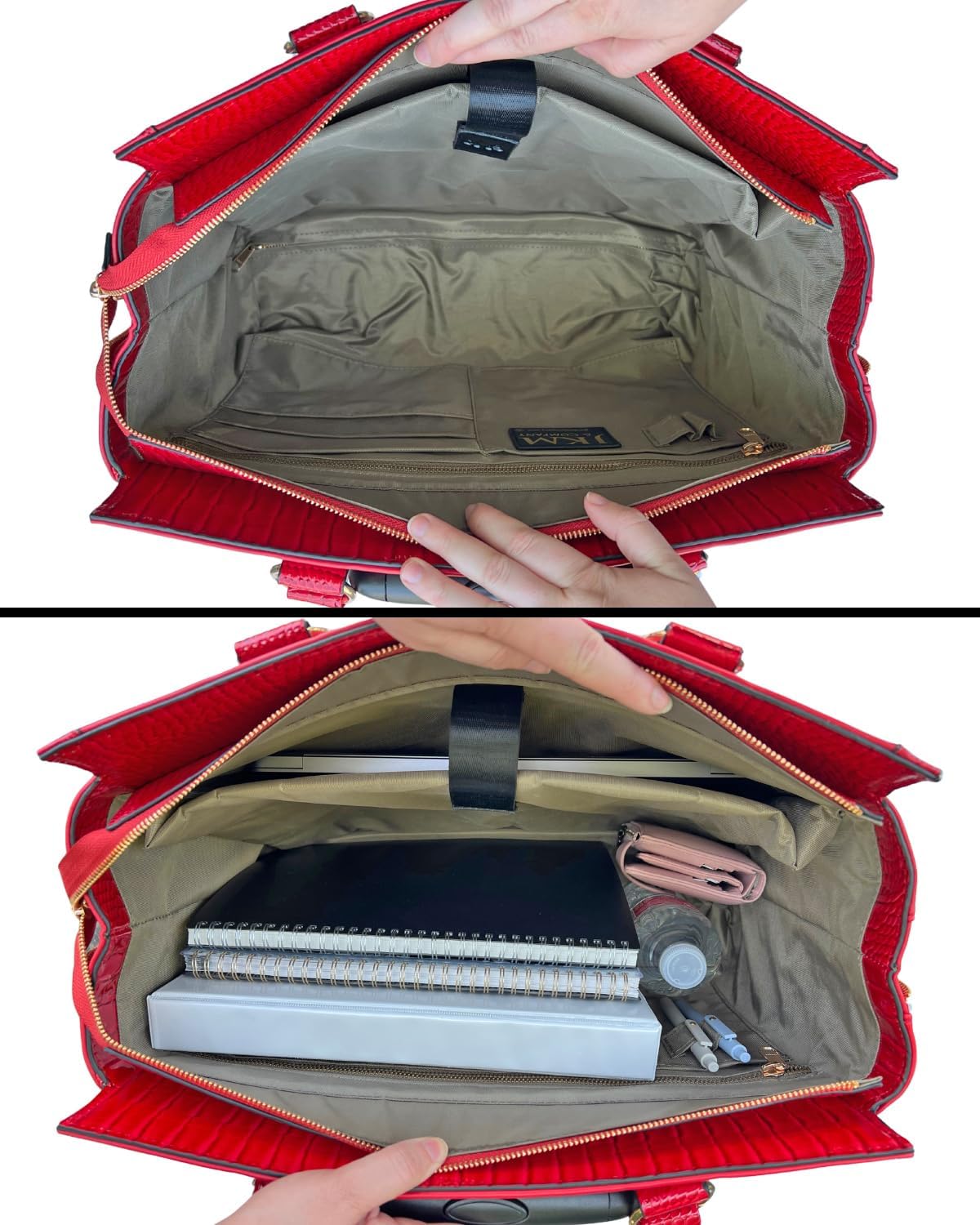 JKM and Company Alligator Compatible With Computer iPad, Laptop Tablet Rolling Tote Bag Briefcase Carryall Bag | Compatible With, Computer, iPad, Laptop, Tablet, Rolling