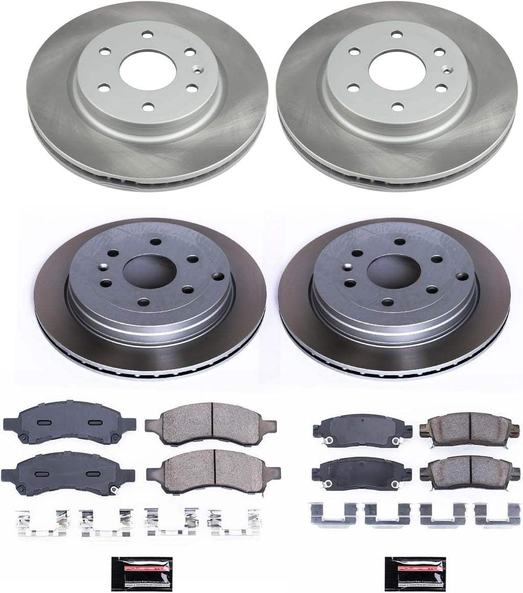 PowerStop Front and Rear Brake Kit for Buick Enclave 2008-17 |Chevrolet Traverse 2009-17 |GMC Acadia 2007-16 |Acadia Limited 2017 - Ceramic Brake Pads + Semi Coated Rotors Replacement, SC4466