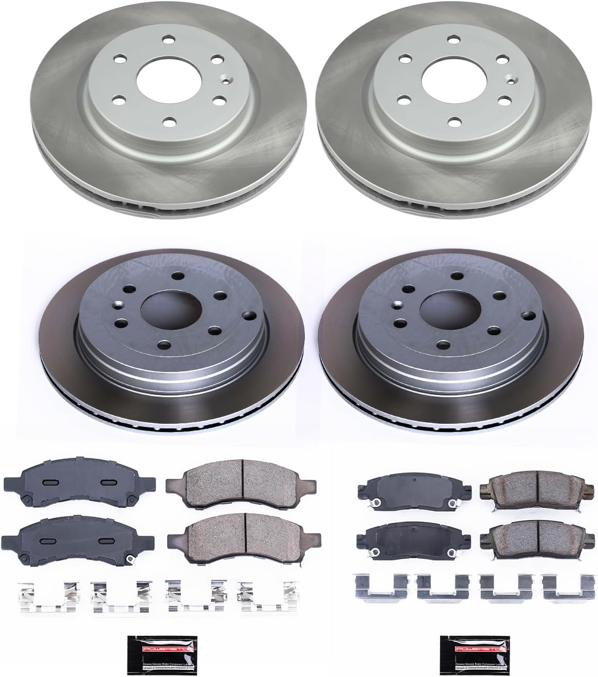 PowerStop Front and Rear Brake Kit for Buick Enclave 2008-17 |Chevrolet Traverse 2009-17 |GMC Acadia 2007-16 |Acadia Limited 2017 - Ceramic Brake Pads + Semi Coated Rotors Replacement, SC4466