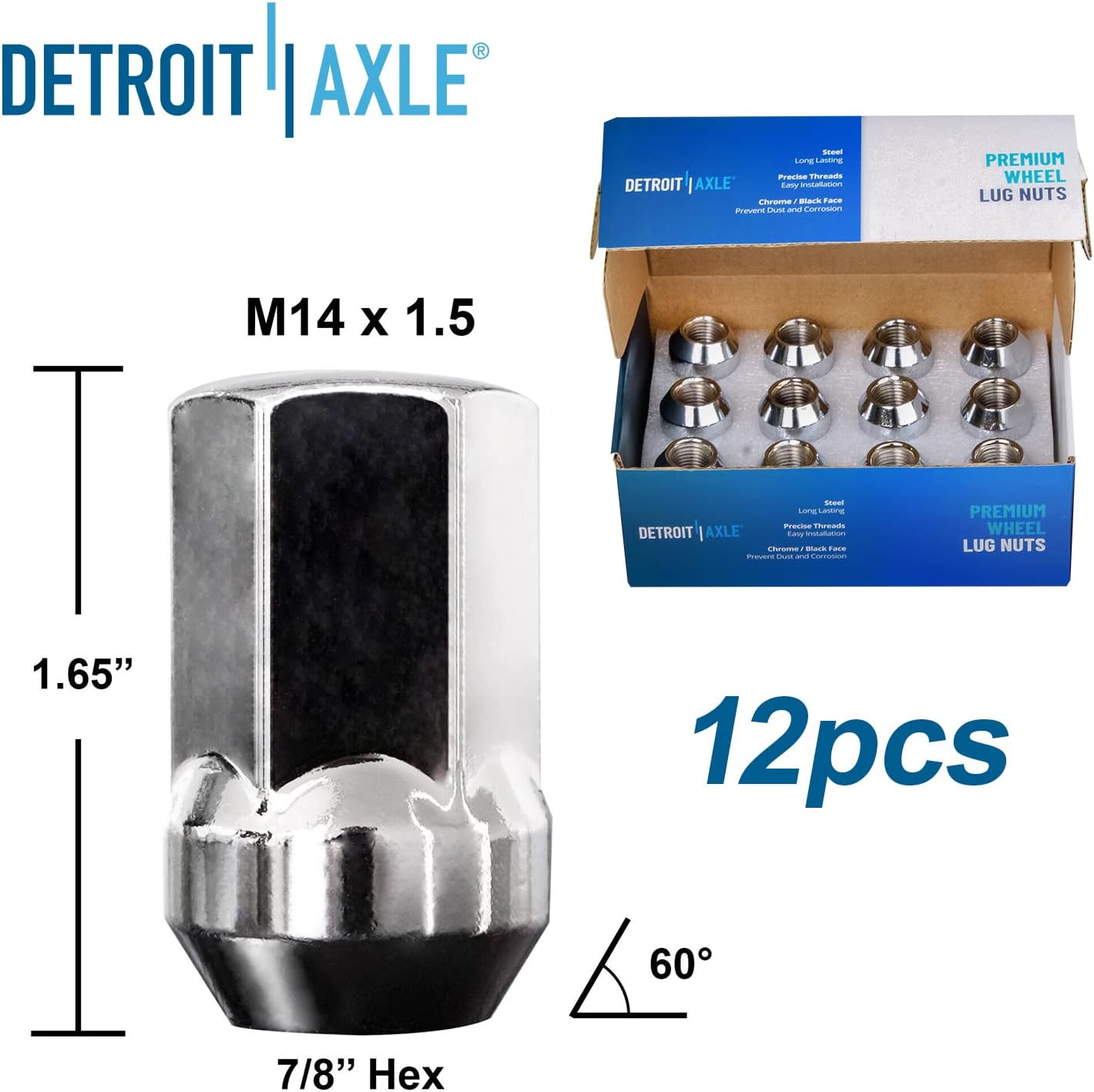Detroit Axle - Front Brake Kit for Jeep 2015-2020 Grand Cherokee 2011-2020 Dodge Durango, 13.78'' inch Disc Brake Rotors Ceramic Brake Pads Wheel Bearing & Hubs Wheel Lug Nuts Replacement