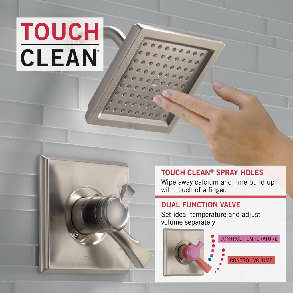 Delta Faucet Dryden 17 Series Dual-Function Shower Trim Kit with Single-Spray Touch-Clean Shower Head, Champagne Bronze T17251-CZ (Valve Not Included)