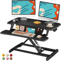 JOY worker Standing Desk Converter, 32' Height Adjustable Sit Stand Up Desk Riser with Keyboard Tray & 6 Fridge Magnets, Desktop Workstation Riser for Home Office Computer Laptop, Black
