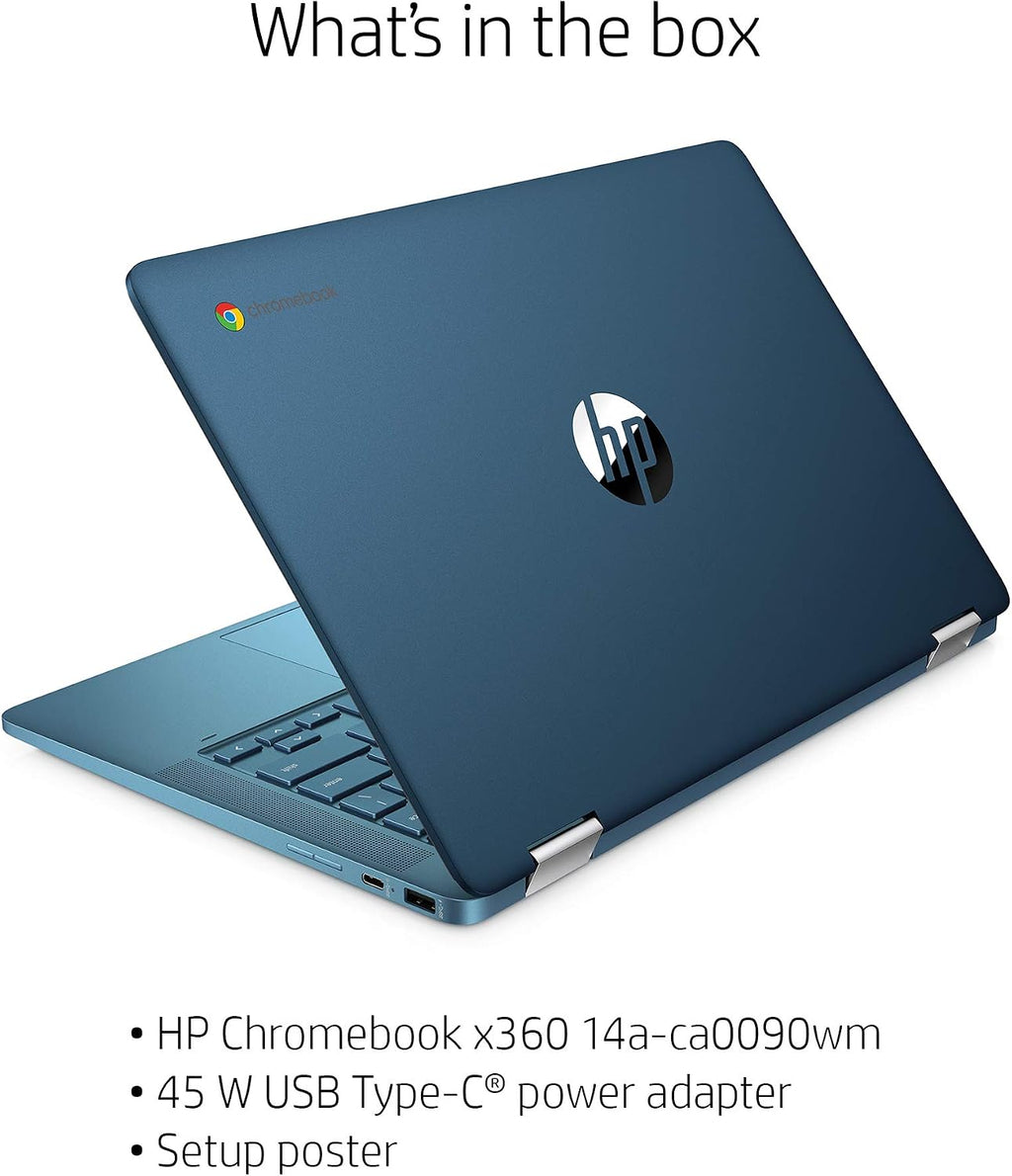 HP Chromebook x360 14' Touchscreen Laptop, Intel Celeron N4020, 4GB RAM, 64GB HD, Chrome OS, Forest Teal/Light Teal, 14a-ca0190wm